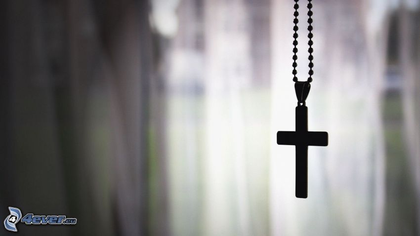 croix, pendentif, collier