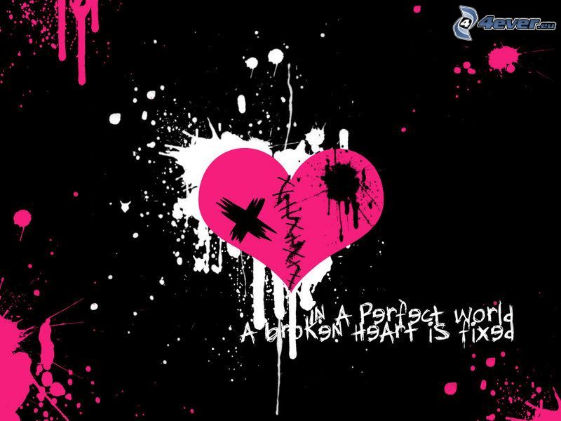 cœur brisé, emo cœur, tache, couleur, graffiti