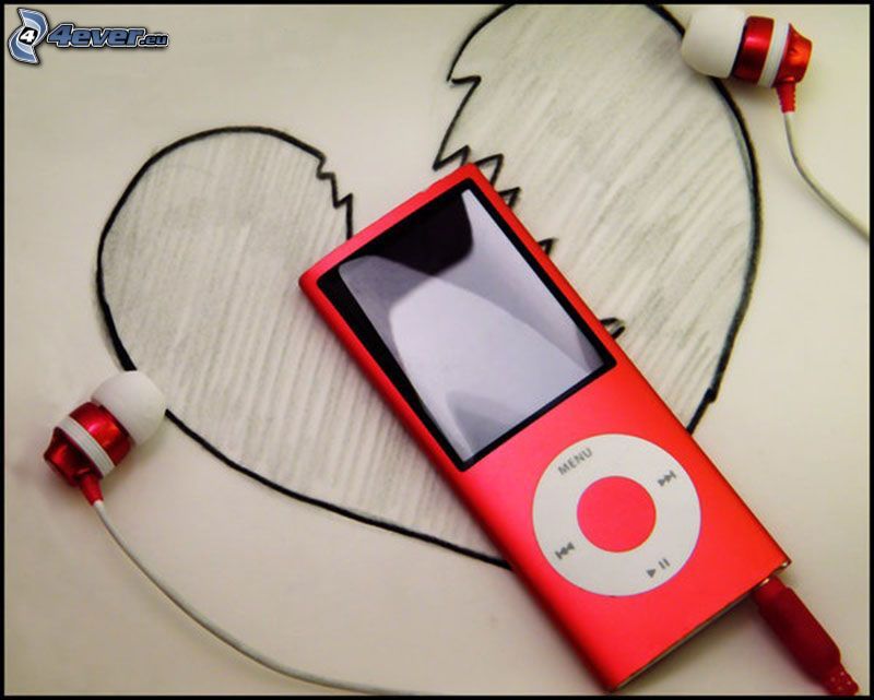 iPod, cœur brisé, écouteurs