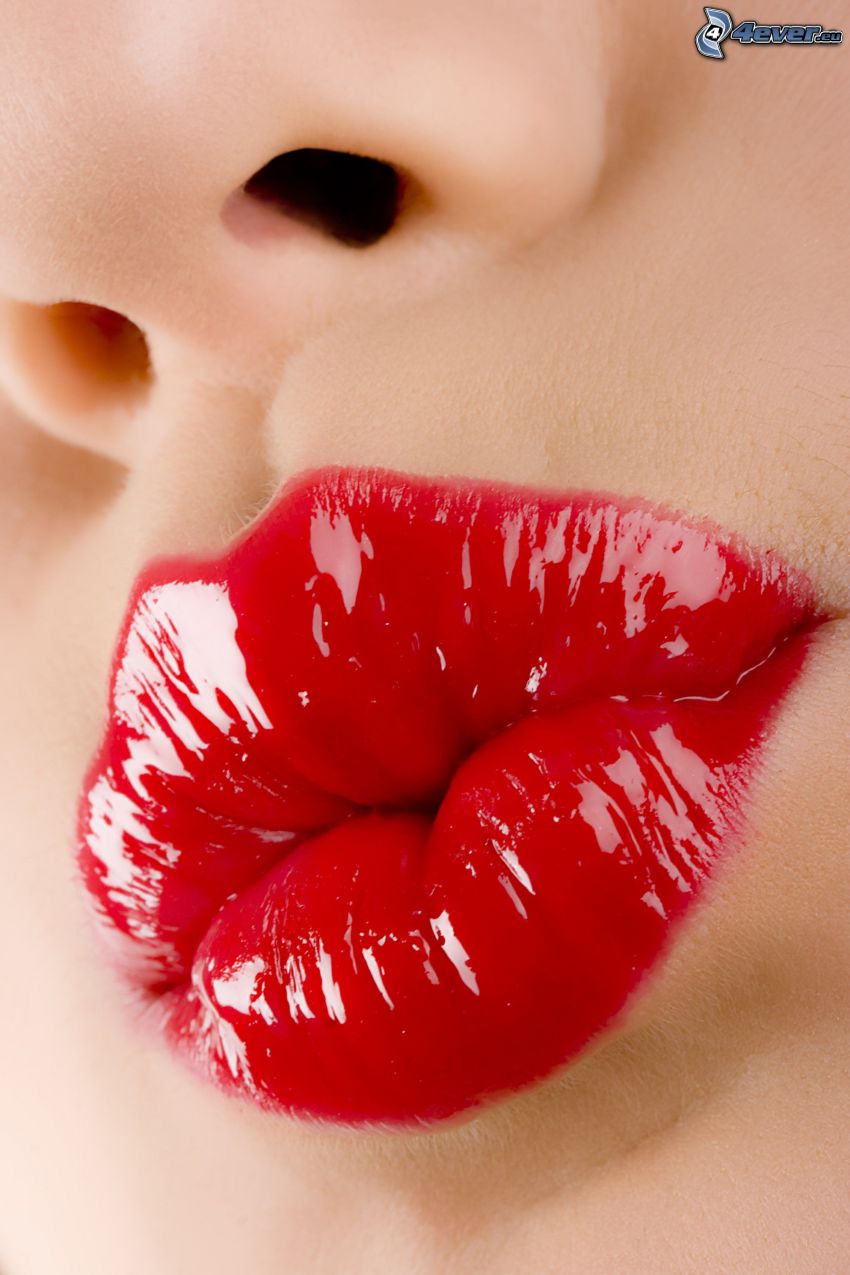 lèvres rouges, bouche, nez