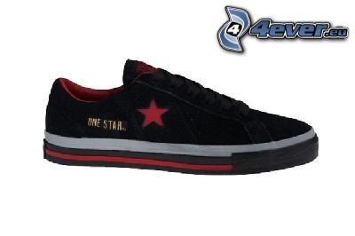 one star, chaussure de tennis noire, étoile