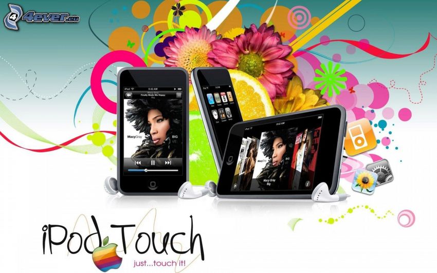iPod, lecteur mp3, Apple, fleurs roses, abstrait