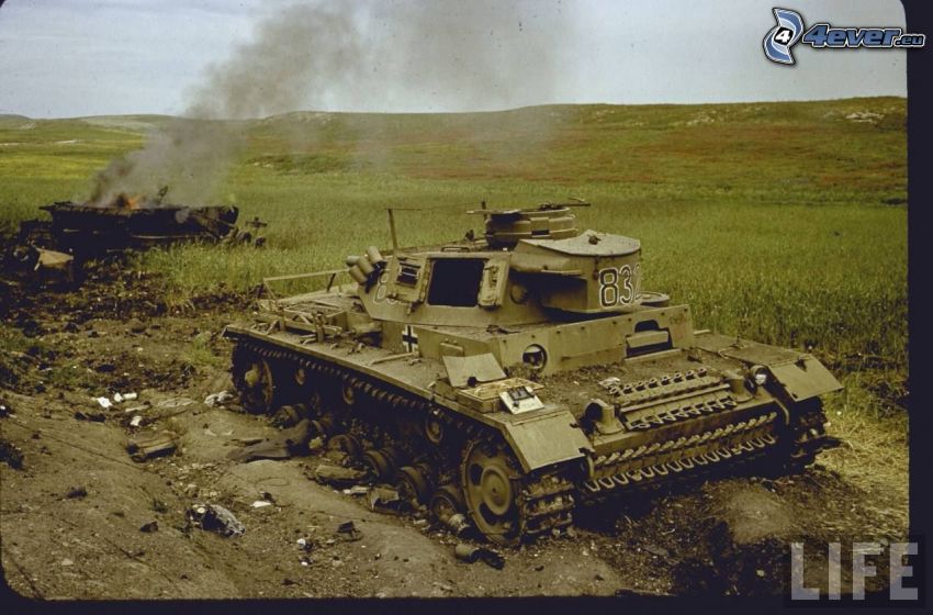 char de combat détruit, Seconde Guerre mondiale