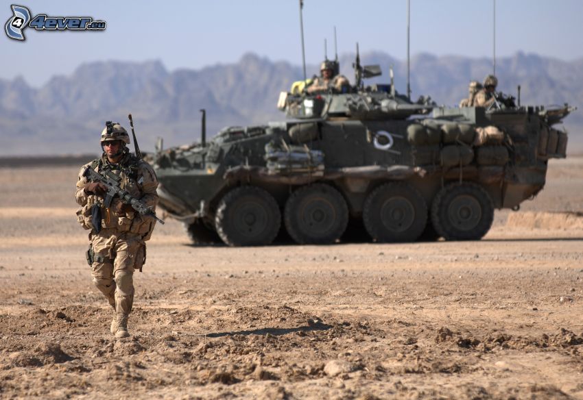 soldat, véhicule blindé, Afganistan