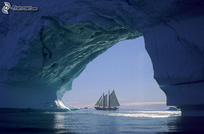 bateau à mer, bateau à voile, glacier