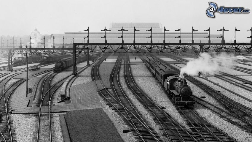 gare, rails, train à vapeur