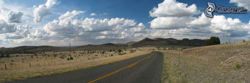 route, montagne, nuages, panorama