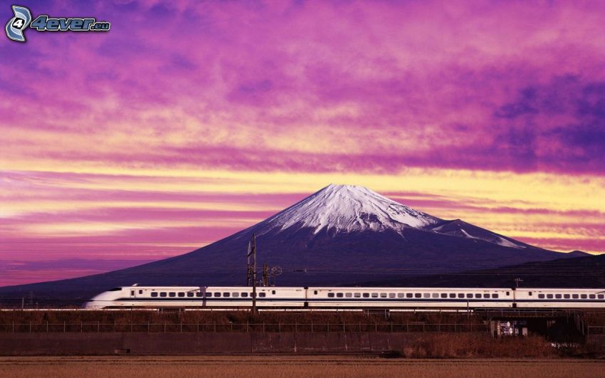 train à grande vitesse, mont Fuji, Japon