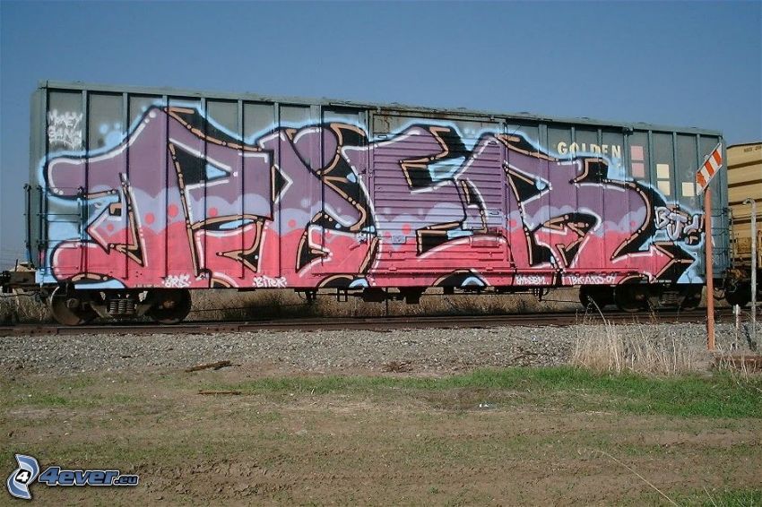 graffiti sur le wagon, chemins de fer