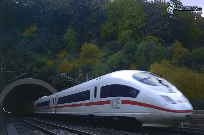 ICE 3, rails, train à grande vitesse, le tunnel de chemin de fer