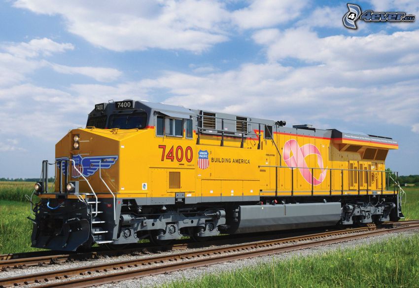 locomotive, Union Pacific, rails