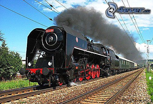 train à vapeur, locomotive, rails