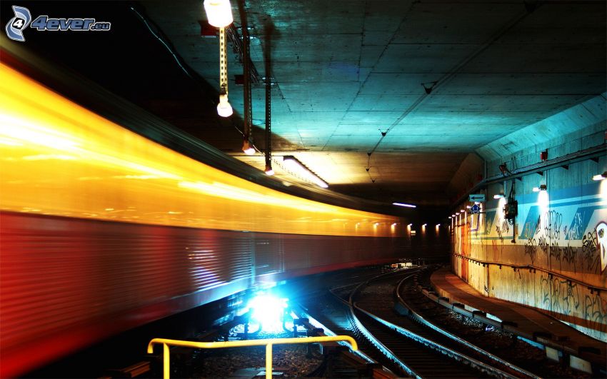 tunnel, rails, métro
