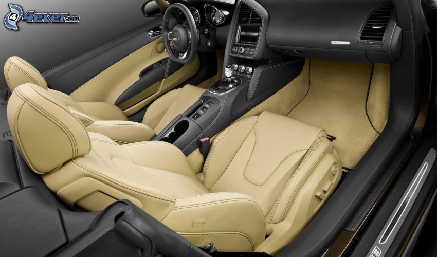 Audi R8, intérieur, cabriolet, canapé, volant, levier de vitesse