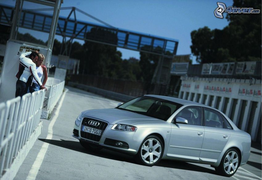 Audi S4, route, homme et femme