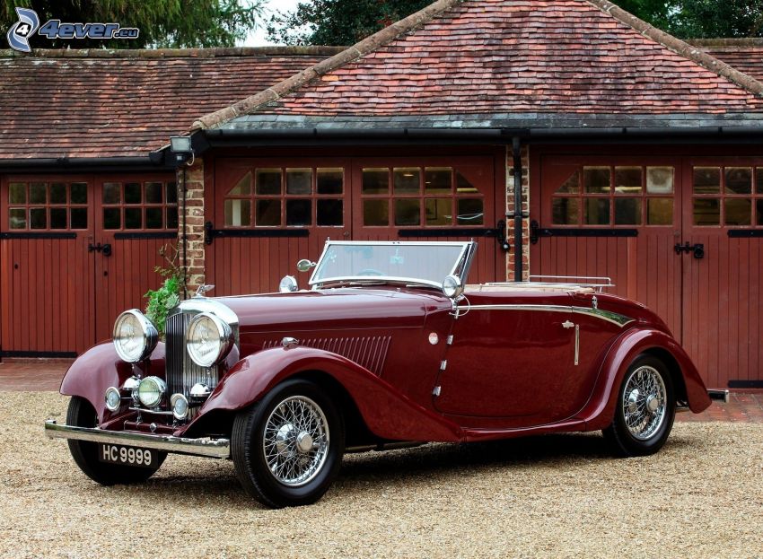 Bentley, automobile de collection, cabriolet, garage