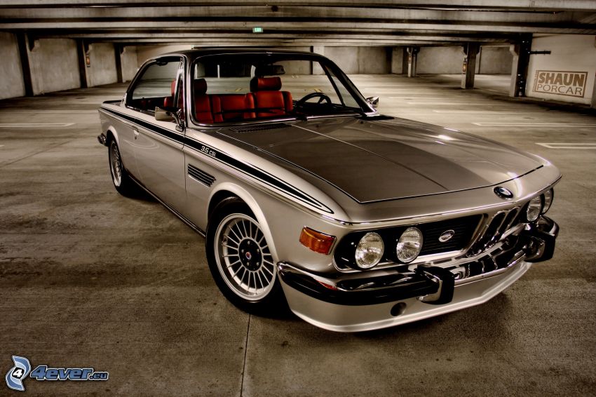 BMW E9, automobile de collection, garage