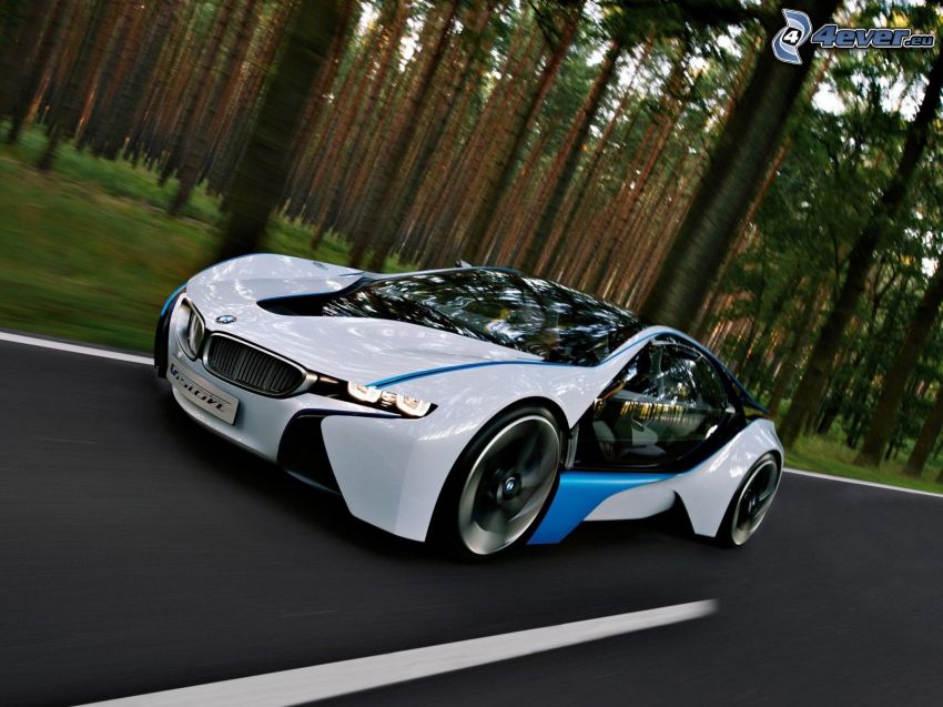 BMW Vision Efficient Dynamics, route, forêt