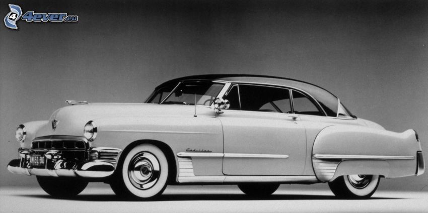 Cadillac, automobile de collection, photo noir et blanc