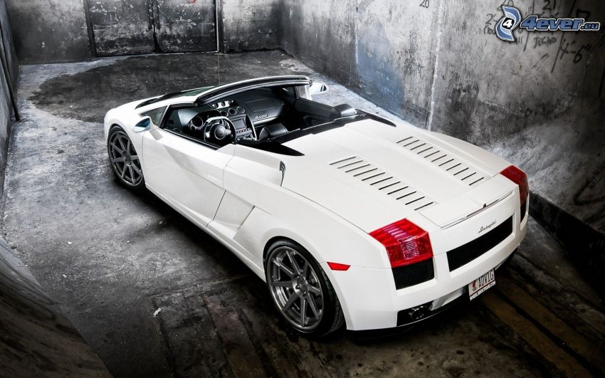 Lamborghini, cabriolet, voiture de sport, mur