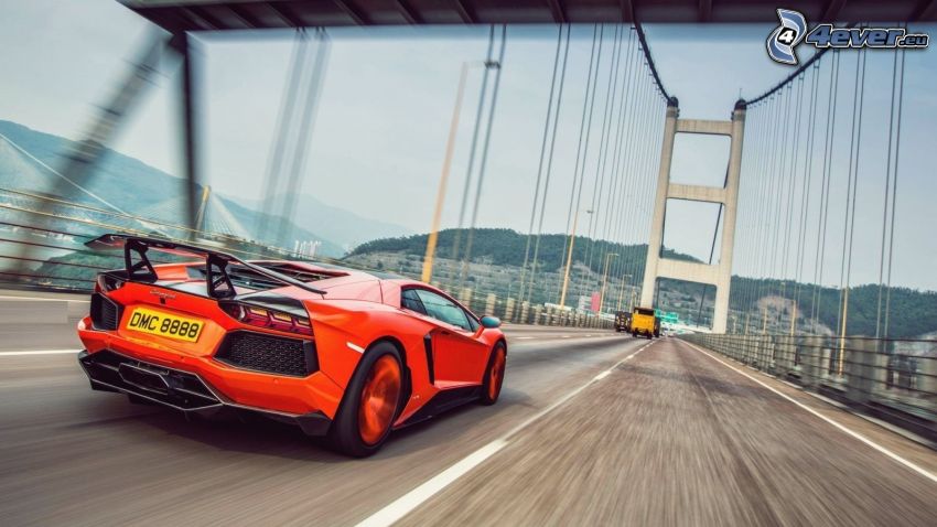 Lamborghini Aventador, la vitesse, pont