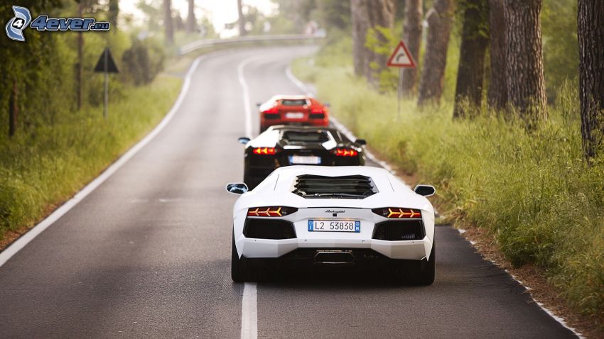 Lamborghini Aventador, route, tournant