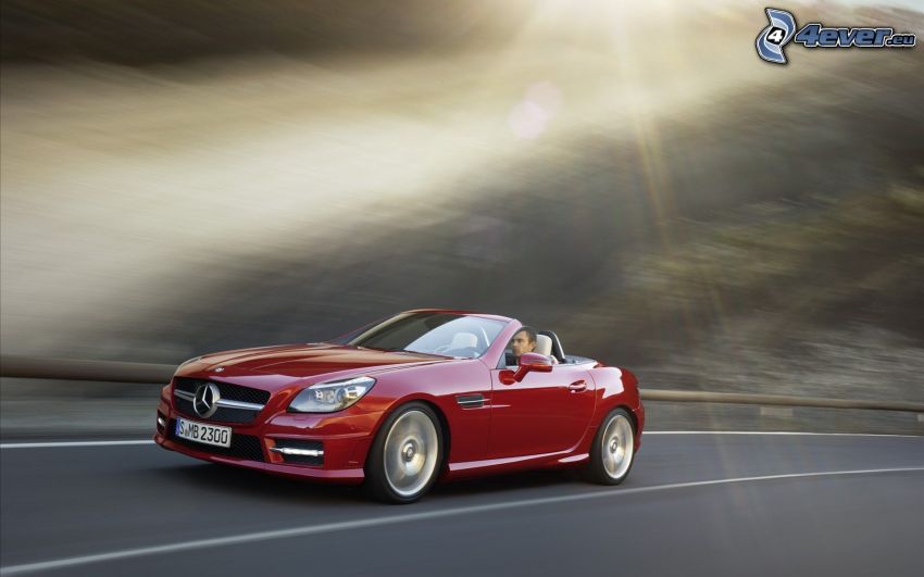 Mercedes-Benz SLK, cabriolet, rayons du soleil