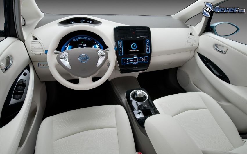 Nissan Leaf, intérieur, tableau de bord, volant