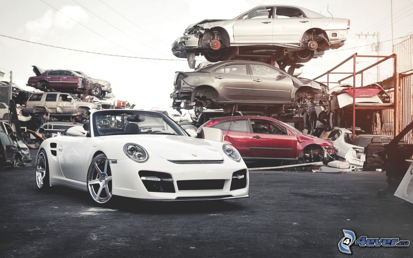 Porsche 911, cabriolet, épave