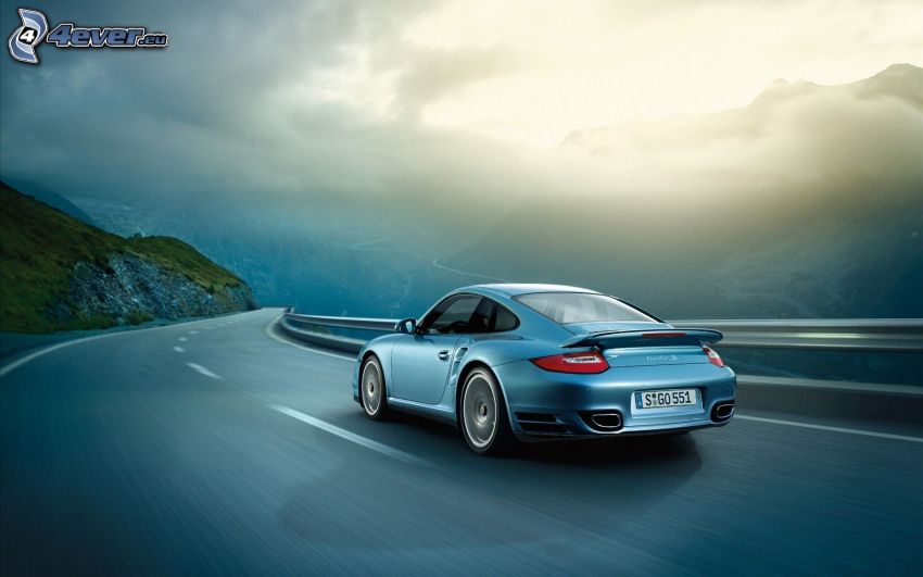 Porsche 911, route, tournant