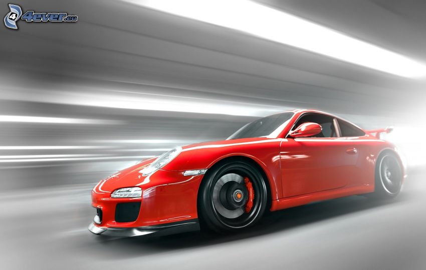 Porsche 911 GT3, la vitesse, tunnel