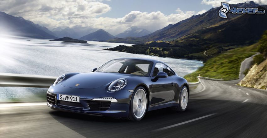 Porsche 991, la vitesse, route, mer