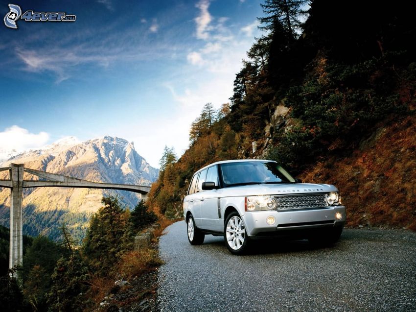 Range Rover, pont, montagne rocheuse