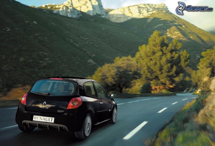 Renault Clio RS, route, la vitesse, colline rocheuse