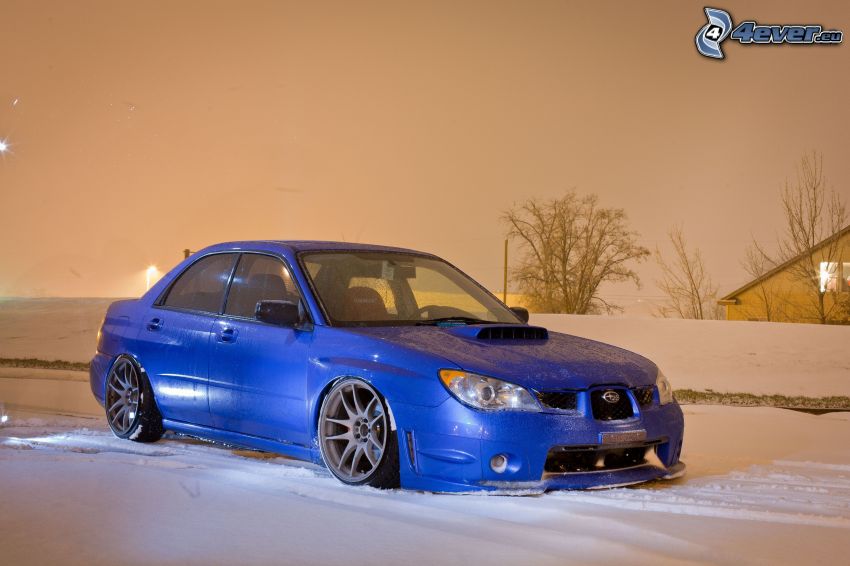 Subaru Impreza, lowrider, neige