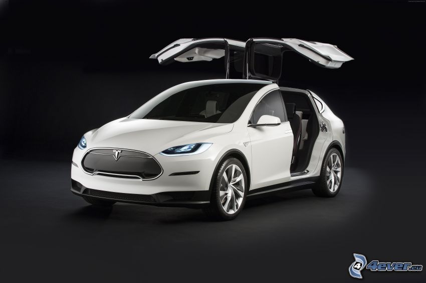 Tesla Model X, concept, porte, falcon doors