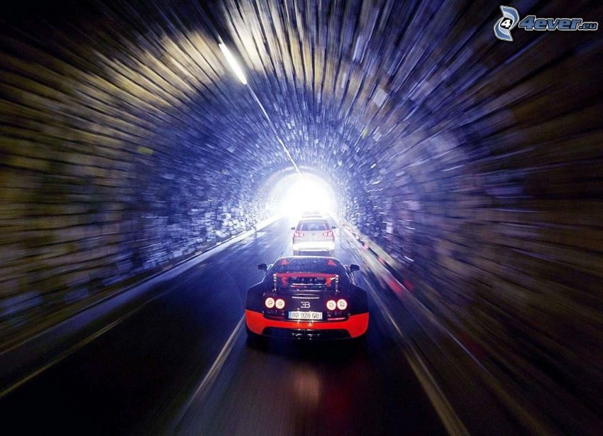 voitures, tunnel, la vitesse