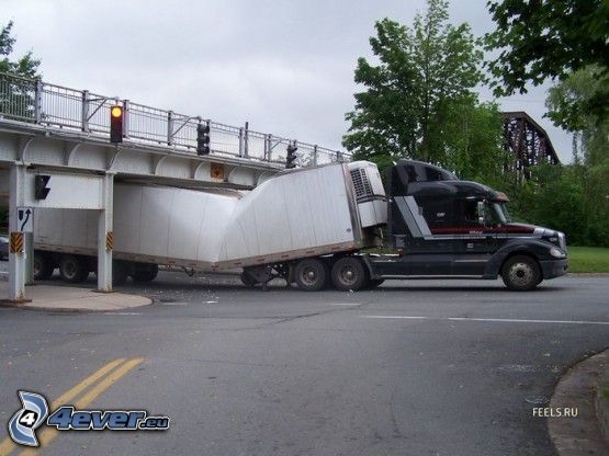 camion, accident, pont
