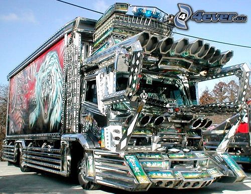 camion, tuning, chrome