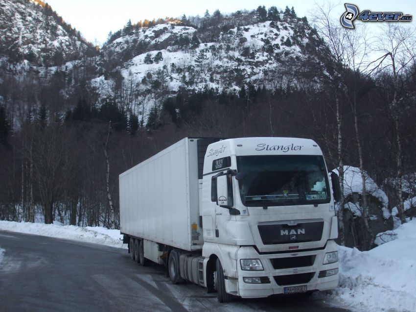 MAN, camion, paysage d'hiver