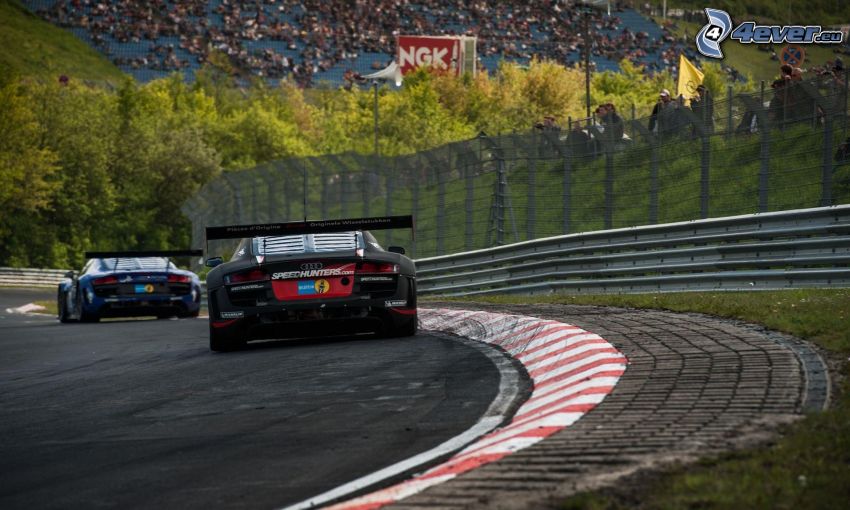 Audi R8, voiture de course, circuit automobile