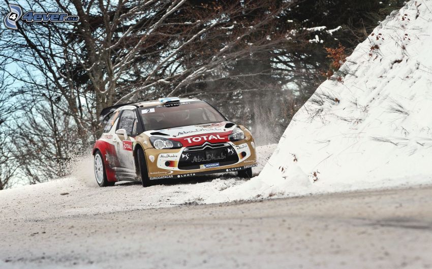 Citroën, voiture de course, neige