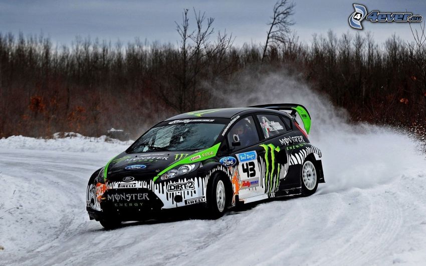 Ford Fiesta RS, drift, neige