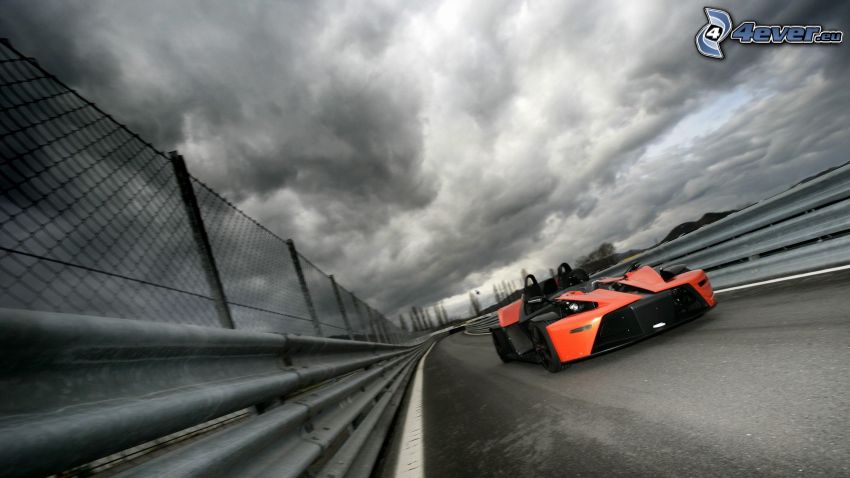 KTM X-Bow, voiture de course, la vitesse, nuages