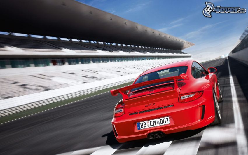 Porsche 911 GT3, la vitesse, circuit automobile, tribune