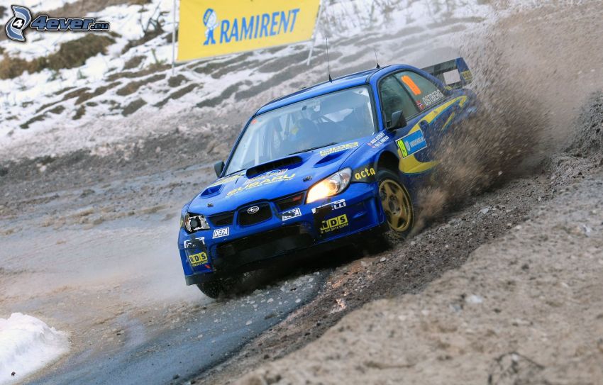 Subaru Impreza, drift, argile, tournant, neige