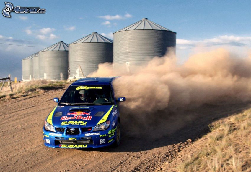 Subaru Impreza WRC, drift, la poussière