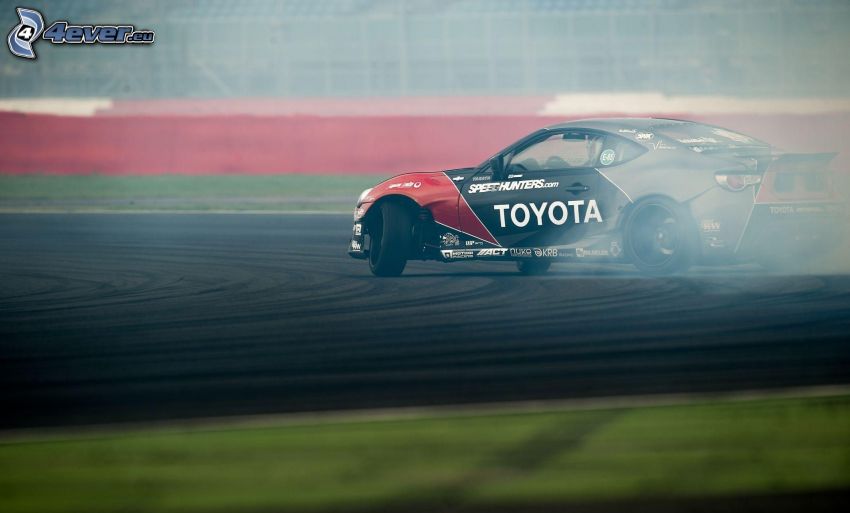 Toyota, drift, fumée, circuit automobile