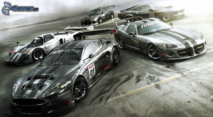 voiture de course, Aston Martin, Dodge Viper