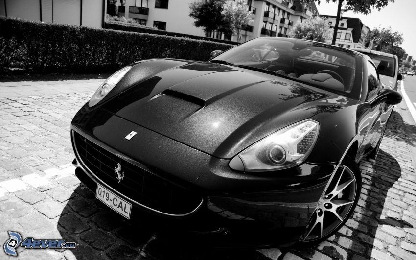 Ferrari California GT, trottoir, maisons